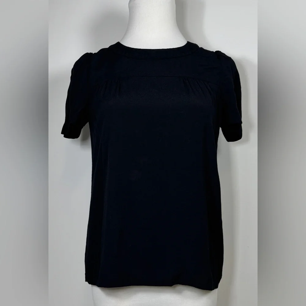 J Crew Women’s Black Puff Sleeve Short Sleeve‎ Blouse Size 2